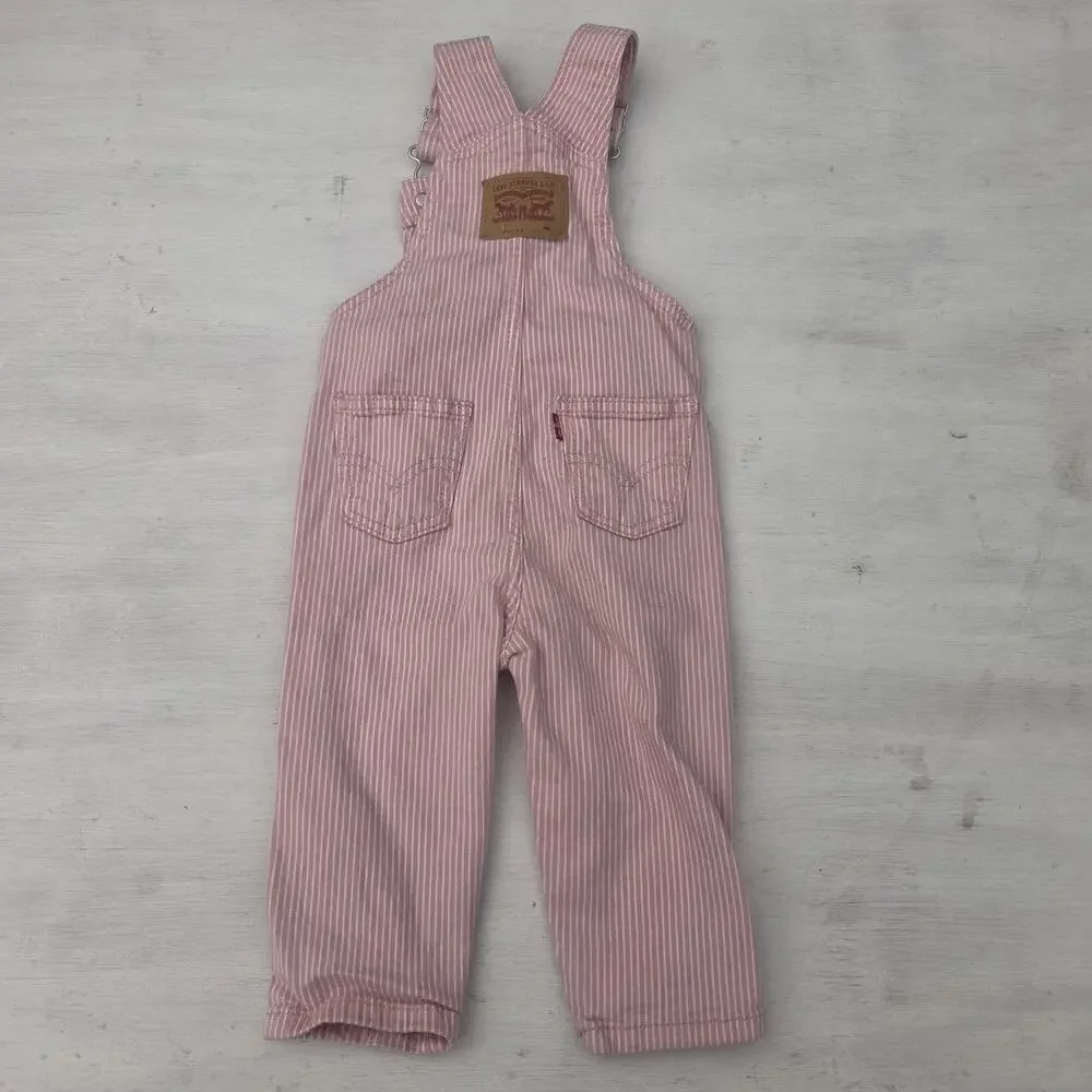 Levi Strauss Co Kids Overalls Size 18M Pink White Striped